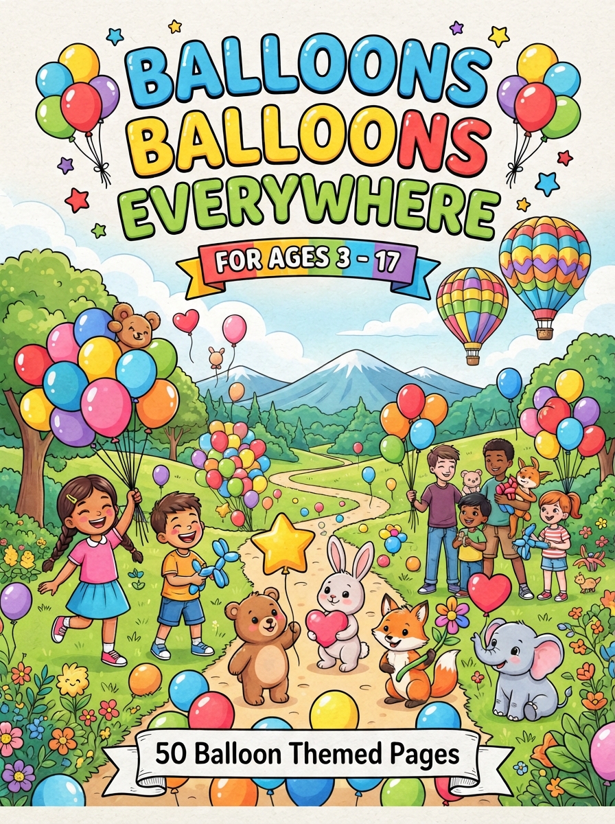 Cover of Balloons, Balloons, Everywhere coloring book